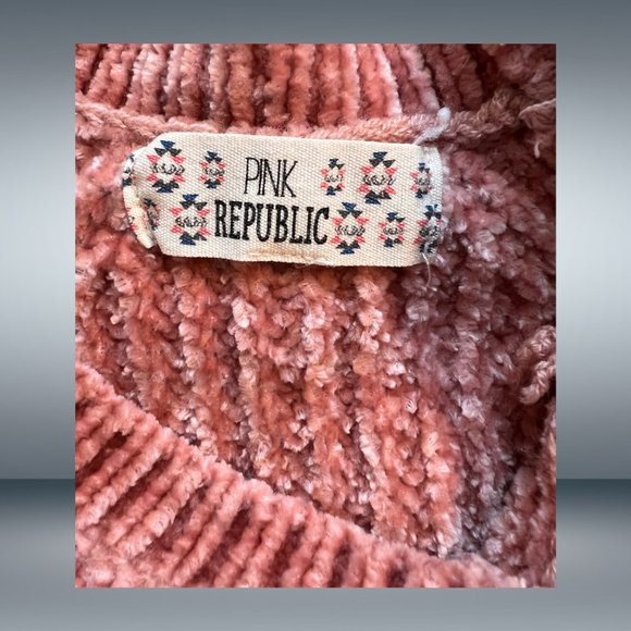 Pink Rose Soft Chenille Mauve Pink Cable Knit Sweater - Picture 5 of 5